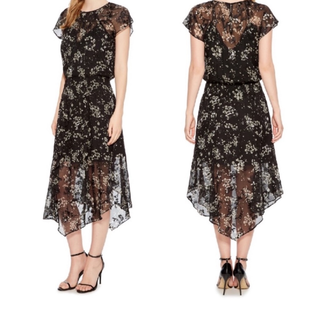 PARKER Tegan Sheer Asymmetrical Dress Size large worn once